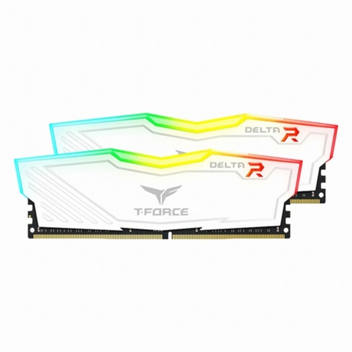 팀그룹 T-Force DDR4 8G CL16 Delta 데스크탑용 PC4-25600 RGB 화이트 서린 2p 대표 이미지 - DDR4 램 추천