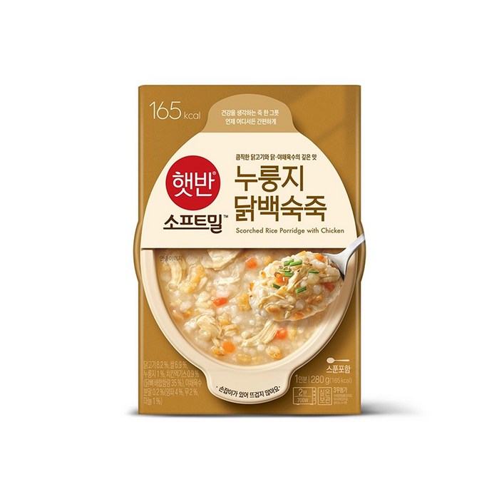 비비고 누룽지 닭백숙죽, 280g, 12개 대표 이미지 - 삼계죽 추천