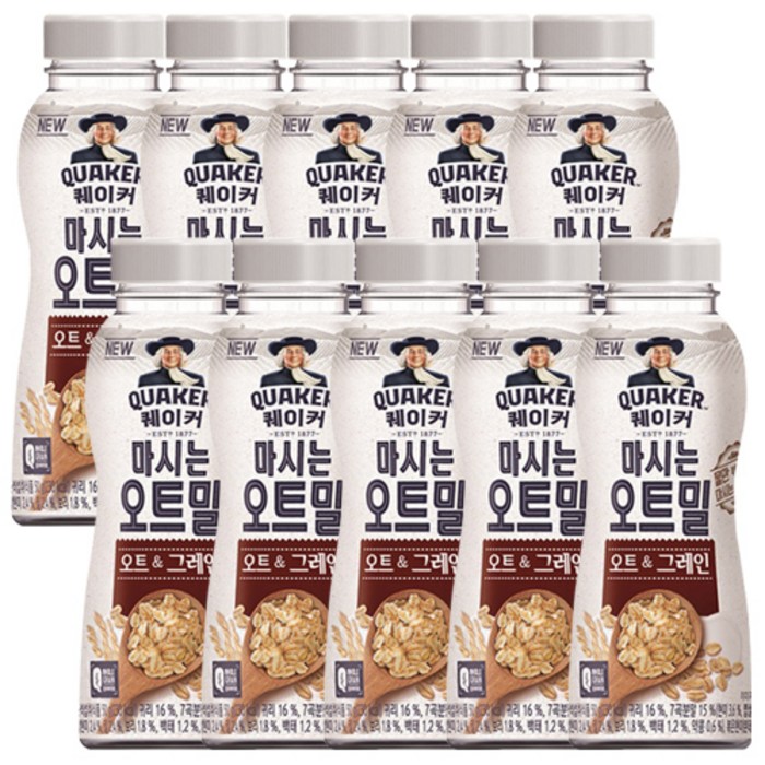 롯데제과 퀘이커 마시는오트밀 오트&그레인, 10개, 50g 대표 이미지 - 컵 시리얼 추천