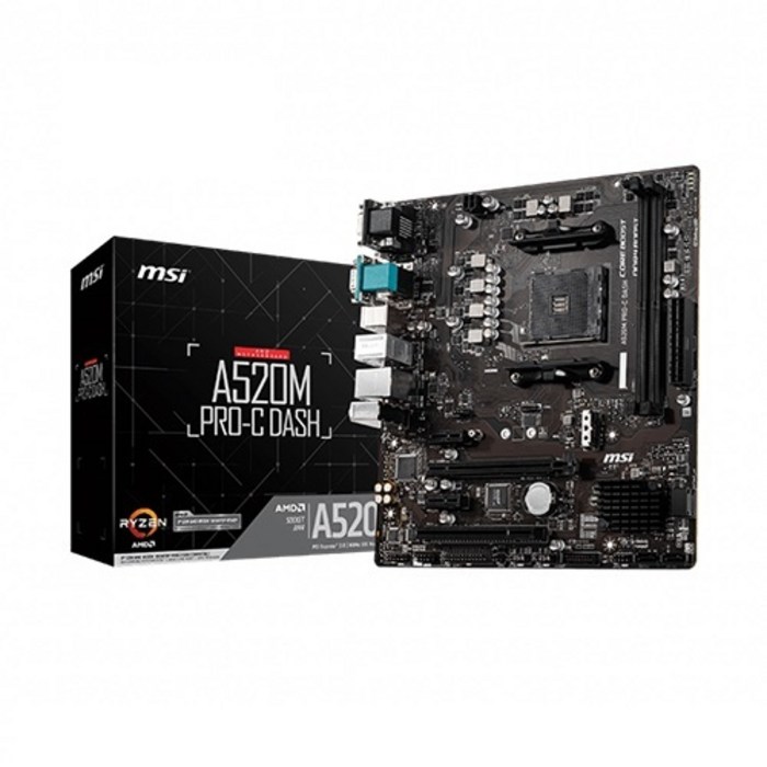 MSI A520M PRO-C DASH 메인보드 (AM4 DDR4 M-ATX), 1개, 선택하세요 대표 이미지 - MSI 메인보드 추천