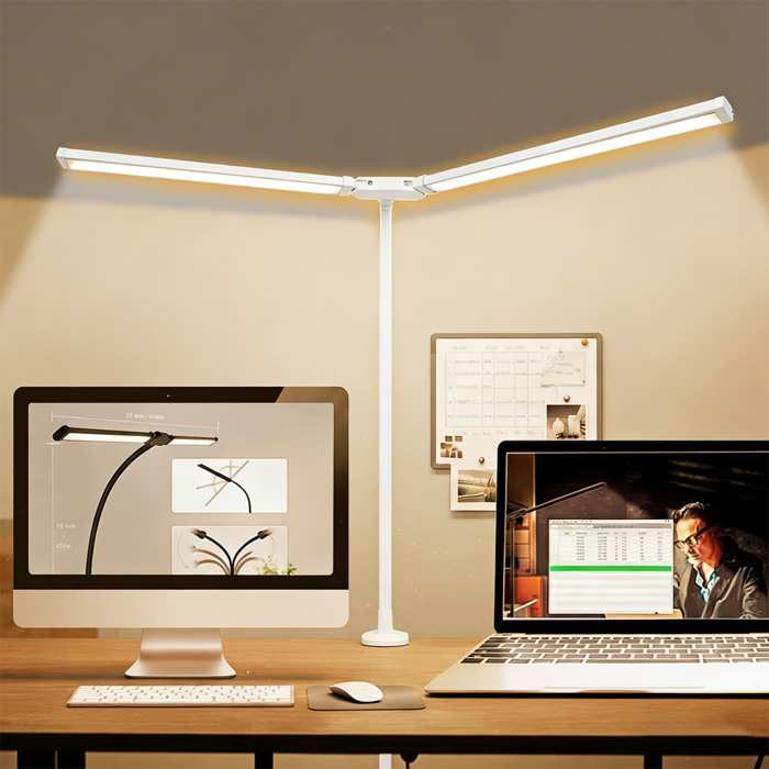 사시한사 LED 시력보호 책상 스탠드 조명 각도조절 공부 스탠드 접이식 모니터 조명 학습 사무 선물용, 화이트