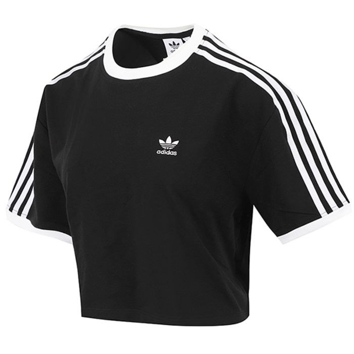 아디다스 여성 W 아디컬러 3스트라이프 루즈 크롭 티