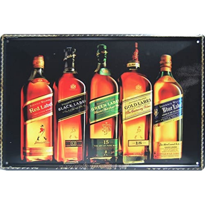 Jonny Walker Whiskey Metal Tin Symbol Vintage Style Wall Decoration Coffee Bar Decoration Size 8 x 12, 본상품 대표 이미지 - 위스키 책 추천