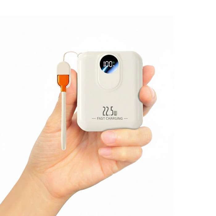 YOBON PD 22.5W QC3.0 고속충전 미니 보조배터리 10000mAh LCD 잔량표시 포켓 휴대용, 흰색, Z1