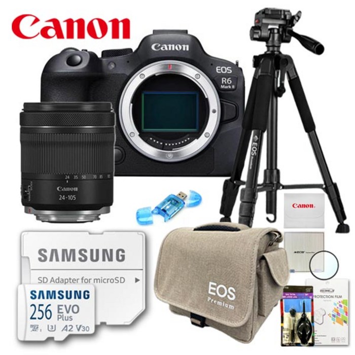 캐논 정품 EOS R6 Mark II + 24-105 4-7.1 IS STM KIT / 프리미엄 삼각대 패키지 9종세트 / 256GB / TJ