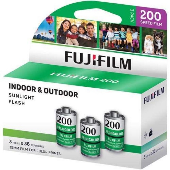 후지 필름 Fujicolor 200 컬러 네거티브 필름 ISO 200 35mm 크기 36 노출 CA-36 3 팩