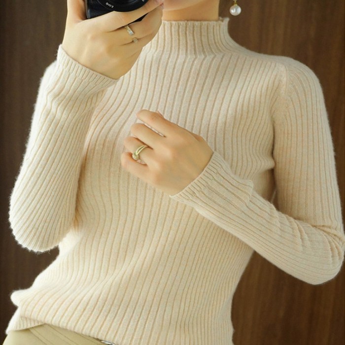 로아 여성 반폴라 얇은 이너 하프넥 목폴라 니트 4색 대표 이미지 - 여자 하프넥 니트 추천