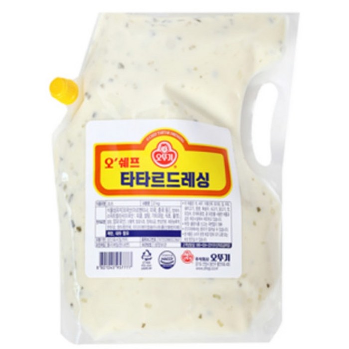 오뚜기 오쉐프 타타르드레싱 2kg, 1개 대표 이미지 - 타르타르소스 추천