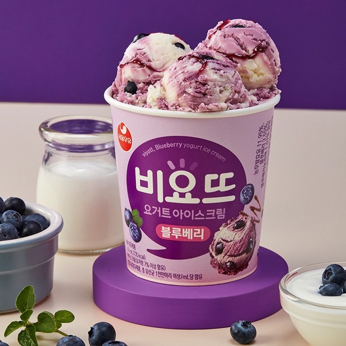 서울우유 비요뜨 요거트 아이스크림 대용량 초코볼 블루베리맛 딸기맛, 3개, 474ml 대표 이미지 - 요거트 아이스크림 추천