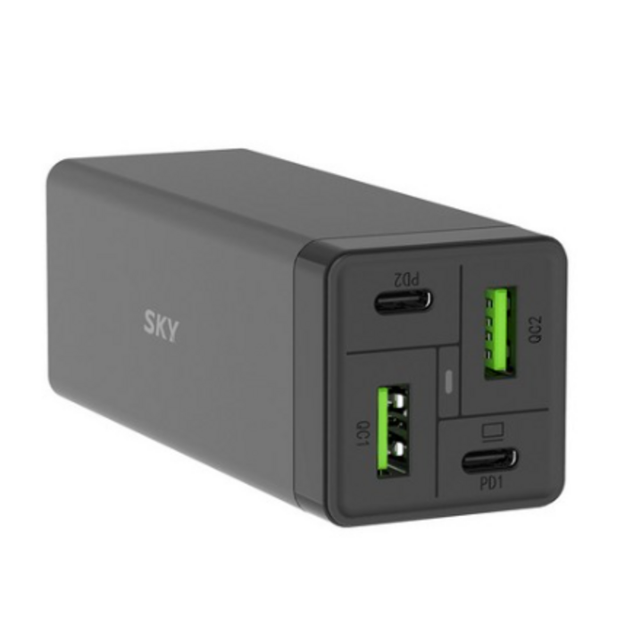 스카이 필 65W PD PPS USB C타입 4포트 고속 멀티 충전기 어댑터 + AC 전원 케이블 1.5m, 블랙, 1개 대표 이미지 - 스카이 충전기 추천