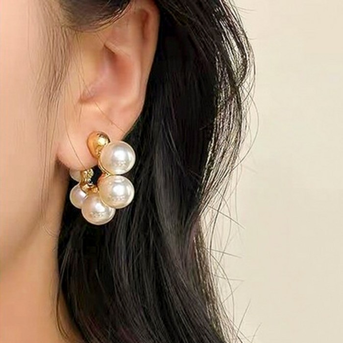 TQ 진주알 골드 진주 귀걸이 TQ0341Z 대표 이미지 - 왕진주 목걸이 추천