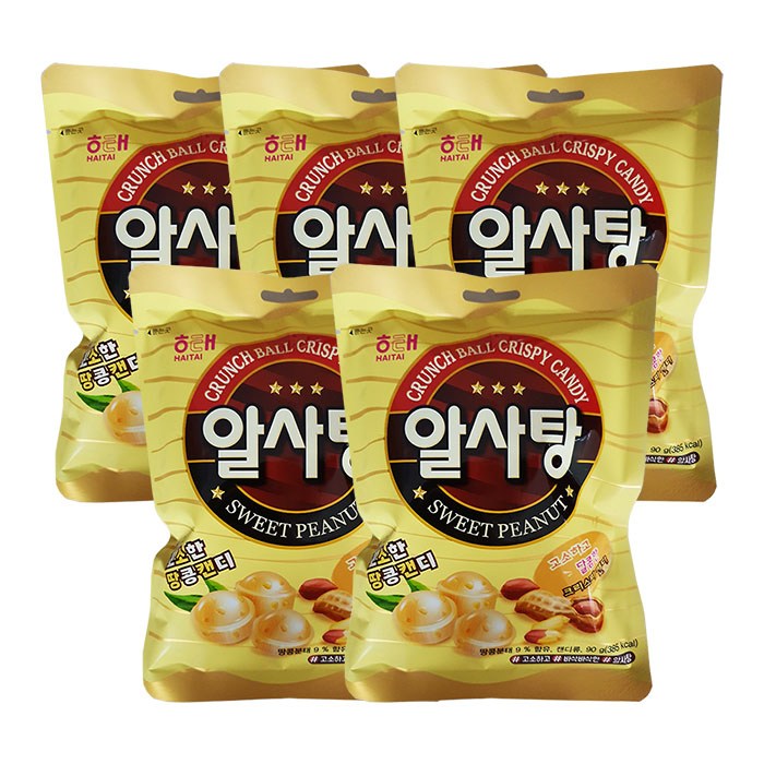 해태 알사탕 90g 5개입, 5개 대표 이미지 - 땅콩엿 추천