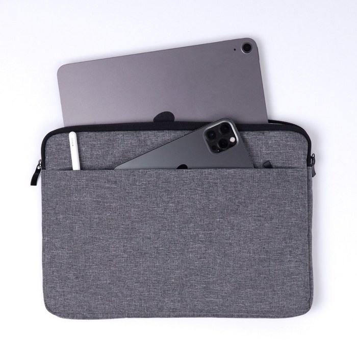 아카빌라 삼성 갤럭시북 S 이온2 FLEX 2 태블릿 충전기 USB 수납 포켓 극세사 노트북 파우치, 다크그레이