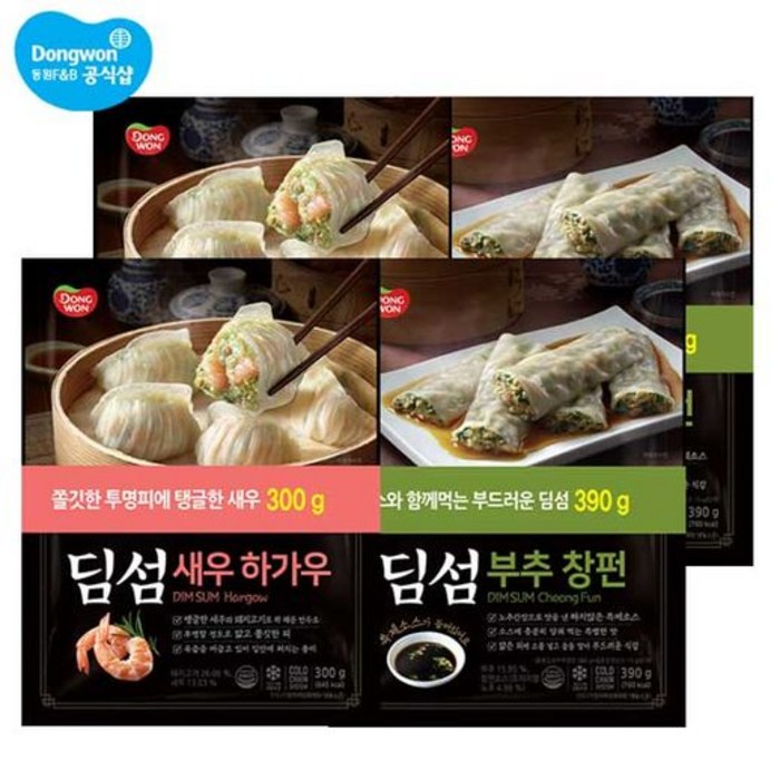 동원에프앤비 동원 딤섬 새우하가우 300g x 4봉/부추창펀, 딤섬새우하가우 x 2봉 + 부추창펀 x 2봉 대표 이미지 - 딤섬 추천