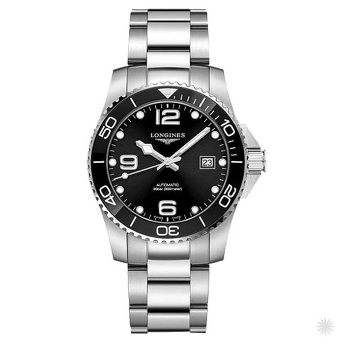 론진시계 L3.781.4.56.6 하이드로콘퀘스트 오토 41mm 검판 메탈 대표 이미지 - 론진 시계 추천