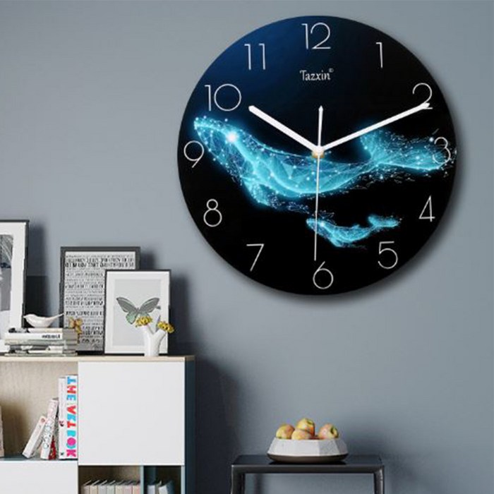 [8무드] 무소음 인테리어 디자인 벽시계 35cm, 돌핀 돌고래 무음 벽걸이 시계 대표 이미지 - 사무실 시계 추천