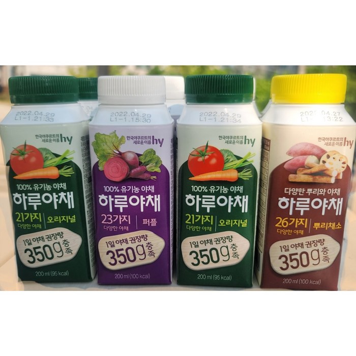 한국야쿠르트 하루야채 100% 유기농야채 오리지날/퍼플/뿌리 200ml X 15입 아이스배송 반품불가 대표 이미지 - 하루야채 추천