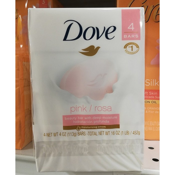 Dove 도브 핑크 로사 비누 4oz (113g) 4개입(3팩), 4개