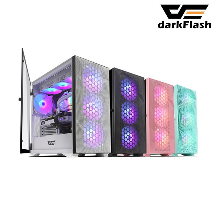 darkFlash DLX21 RGB MESH 강화유리 네오민트 케이스, 단일상품