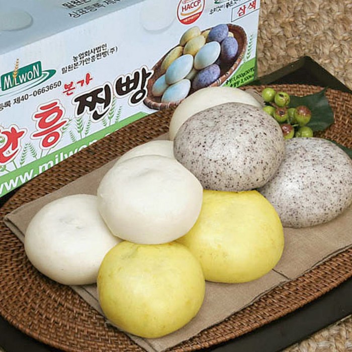 밀원본가 안흥 삼색 찐빵 30개입 1.5Kg (안흥 단호박 흑미) 대표 이미지 - 단팥빵 추천