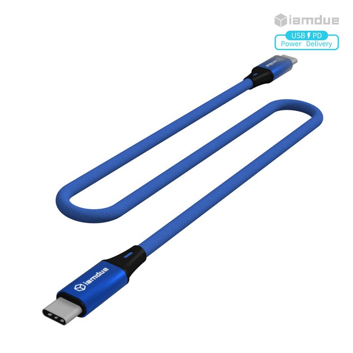 아이엠듀 USB PD to C타입 60W 고속충전 시폰패브릭 케이블, C to PD 시폰케이블(50cm)/블루