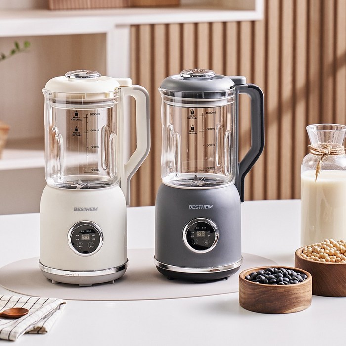 베스트하임 눌러붙지 않는 두유제조기 이유식 죽 제조기 대용량 1000ml, 아이보리 대표 이미지 - 두유제조기 추천