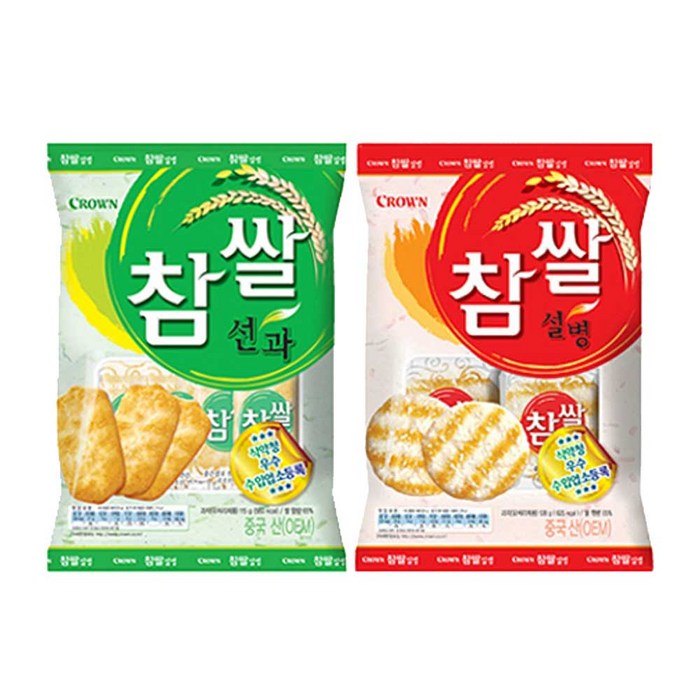 크라운 참쌀 설병 128g x 2p + 선과 115g x 2p 세트, 1세트 대표 이미지 - 회사 간식 추천