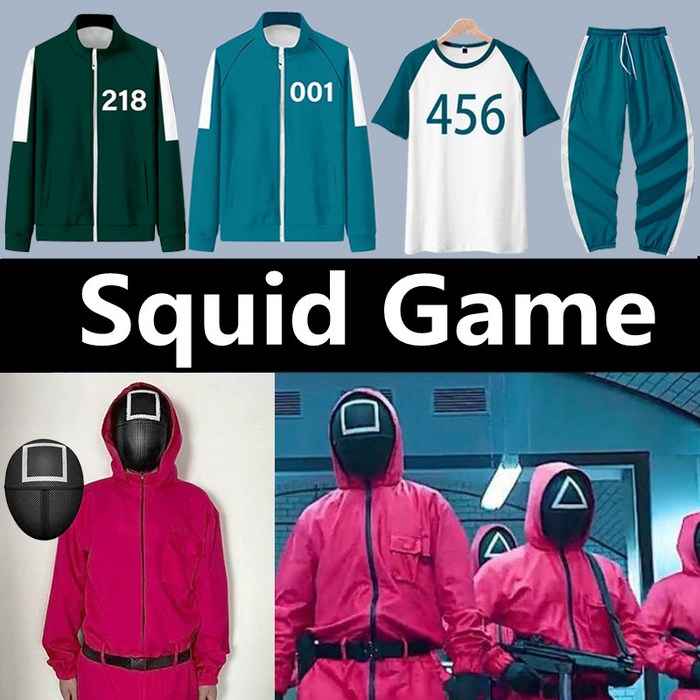 오징어게임 코스프레 10종 점프수트 의상 마스크 가면 츄리닝 할로윈 코스튬 Squid Game Costume 대표 이미지 - 오징어 게임 가면 추천