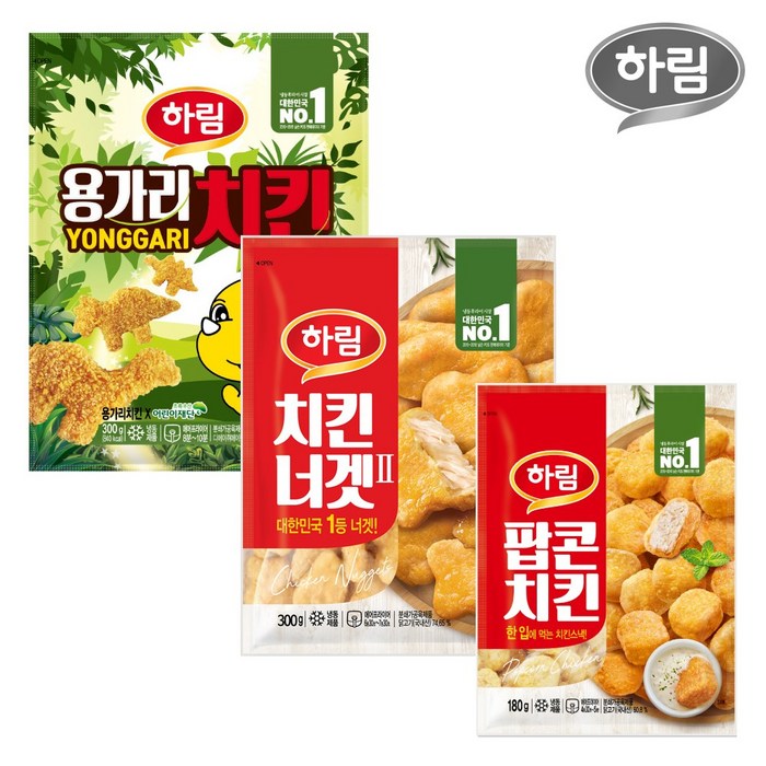 하림 용가리치킨 300g+치킨너겟 300g+팝콘치킨 180g, 용가리치킨300g+치킨너겟300g+팝콘180g 대표 이미지 - 치킨텐더 추천