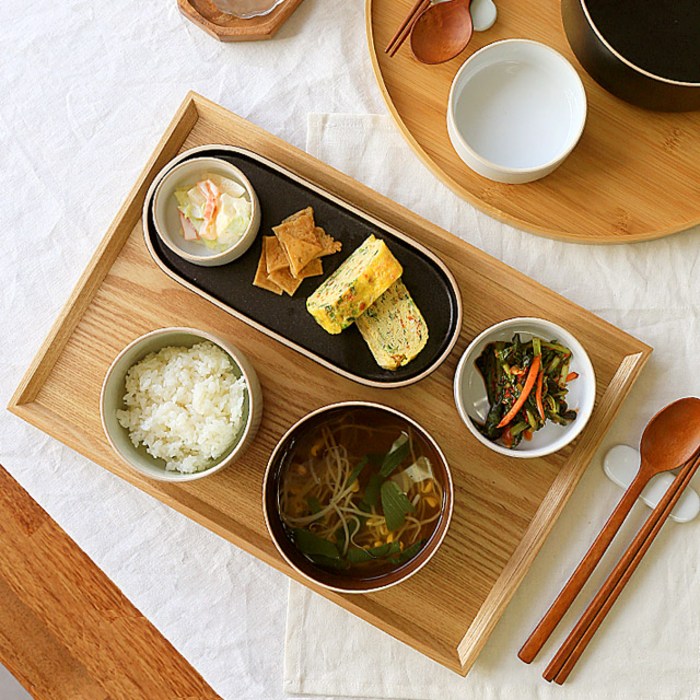 맛있는유혹 1인 혼밥 그릇세트, 대나무 반달 트레이 대표 이미지 - 자취 그릇 추천