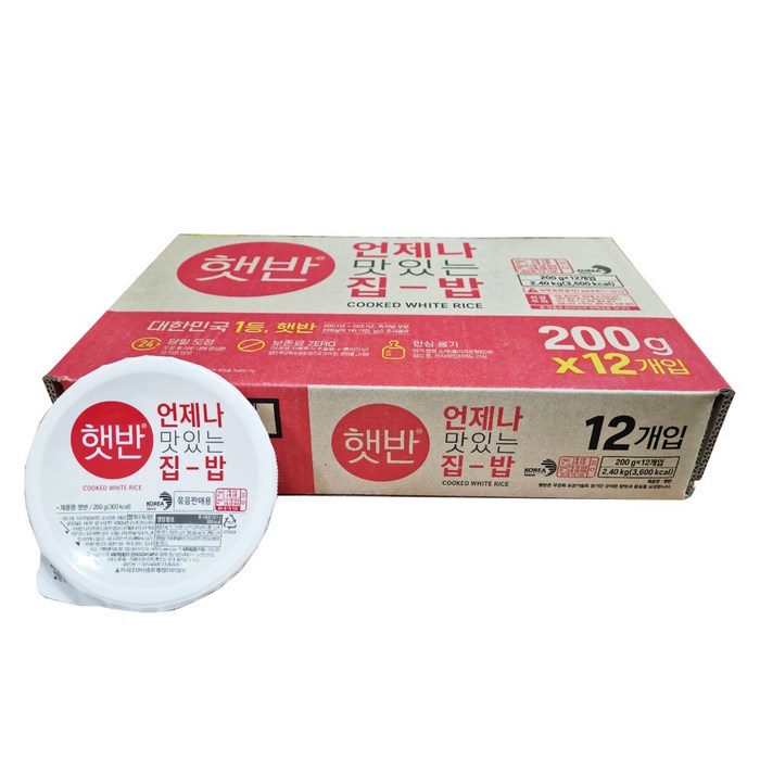 CJ 제일제당 햇반 백미밥, 200g, 12개 대표 이미지 - 쌀밥 추천