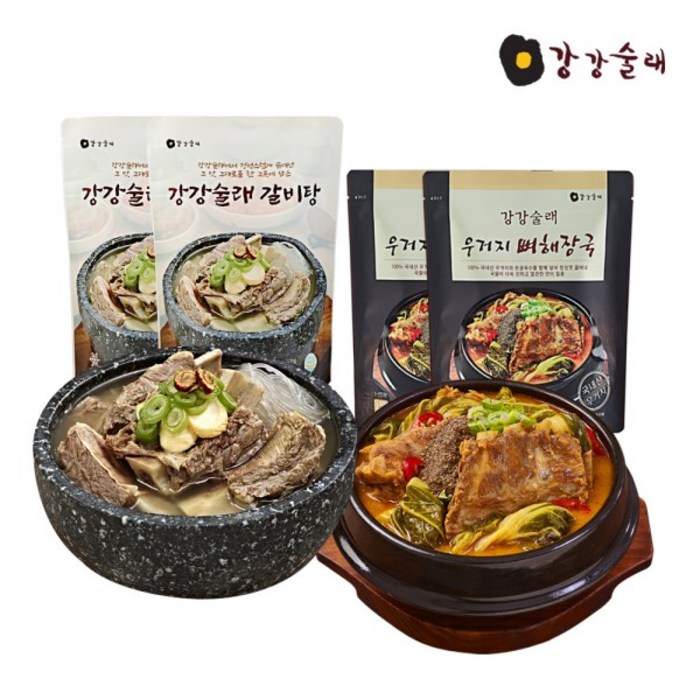 강강술래 갈비탕 2팩+뼈해장국 2팩 세트, 단품 대표 이미지 - 냉동 뼈해장국 추천