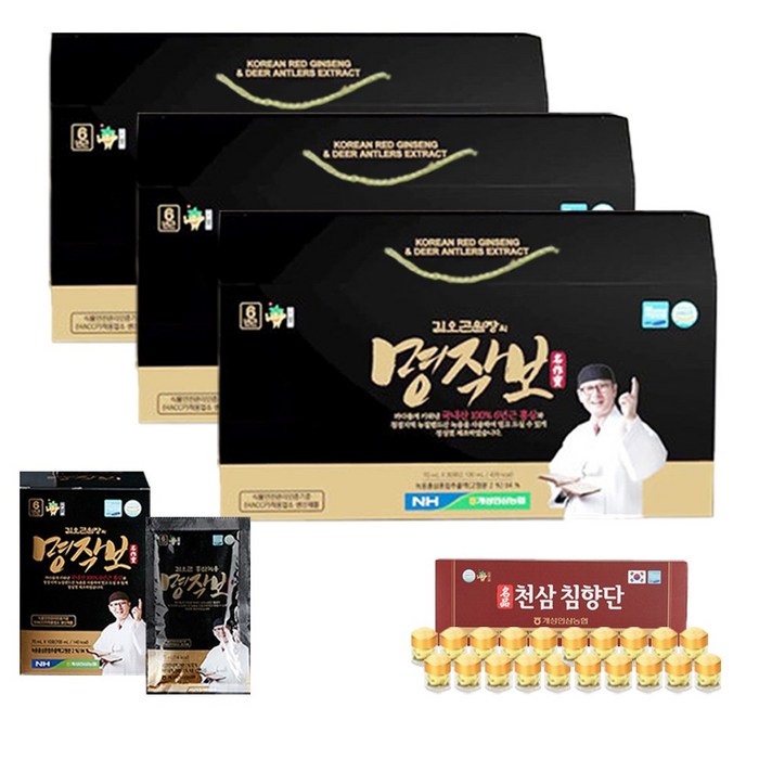 김오곤 녹용홍삼 명작보 3개월분 70ml 90포+7포 체험분+천삼침향단 20환, 명작보 3개월분 97포+천삼침향단 20환 대표 이미지 - 건강식품 선물세트 추천