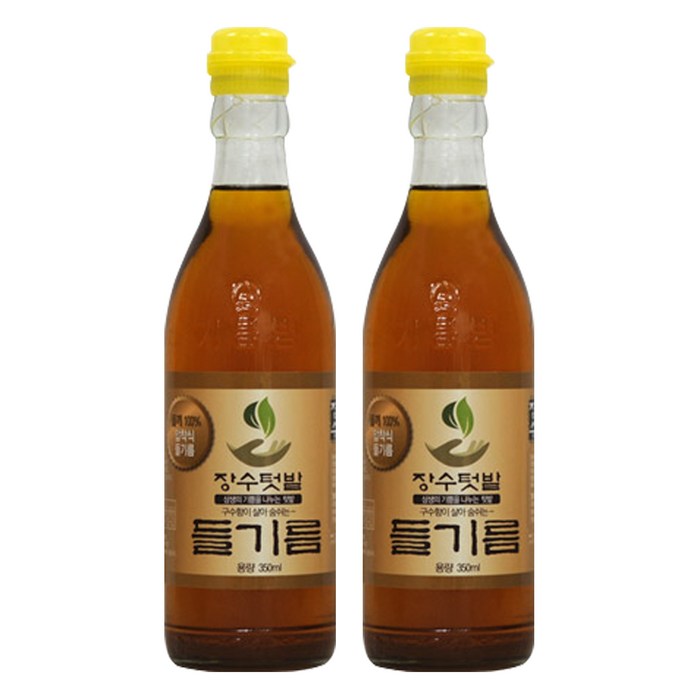 장수텃밭 통들깨100% 옛날 들기름 350ml 2병, 2개 대표 이미지 - 들기름 추천