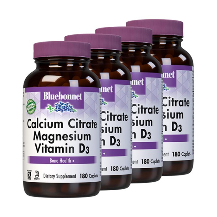 블루보넷 칼슘 시트레이트 마그네슘 비타민 D3 캐플렛, 180정, 4개 대표 이미지 - 블루보넷 마그네슘 추천