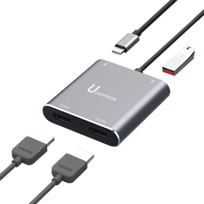 C타입 USB3.0 to HDMI 4K PD충전 노트북 멀티 외장그래픽카드 듀얼 트리플 다중 모니터 케이블 컨버터 확장 대표 이미지 - 노트북 트리플 모니터 추천