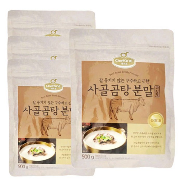 쉐프원 뭉치지 않는 사골곰탕분말 대용량 500g, 4ㄱH 대표 이미지 - 사골곰탕 추천