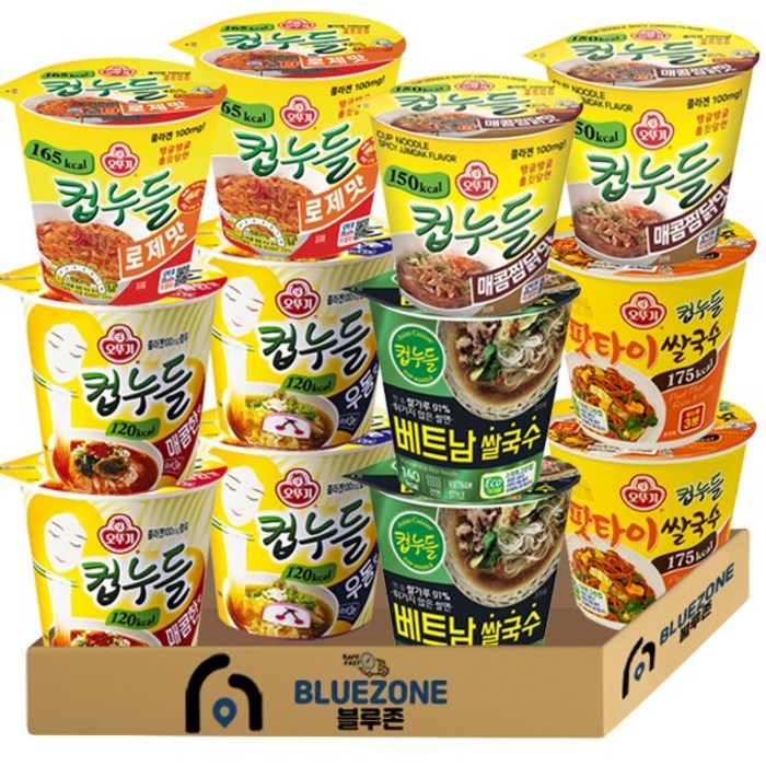 컵누들 6종 12개 (매콤*2 + 우동*2 + 베트남쌀국수*2 + 팟타이*2 + 매콤찜닭*2 + 로제*2), 1세트 대표 이미지 - 컵누들 추천