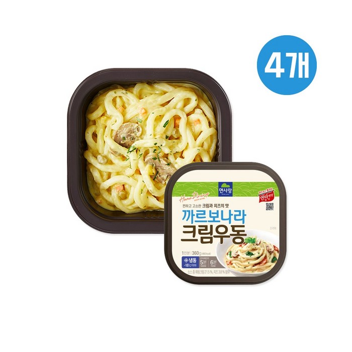 면사랑 까르보나라 크림우동 360g 4개 우동밀키트, 360g x 4개 대표 이미지 - 사누끼 우동 추천