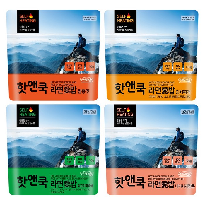 이지밥 핫앤쿡라면애밥 짬뽕110g+김치찌개110g+쇠고기미역국110g+나가사끼 100g, 430g, 1세트 대표 이미지 - 비상식량 추천