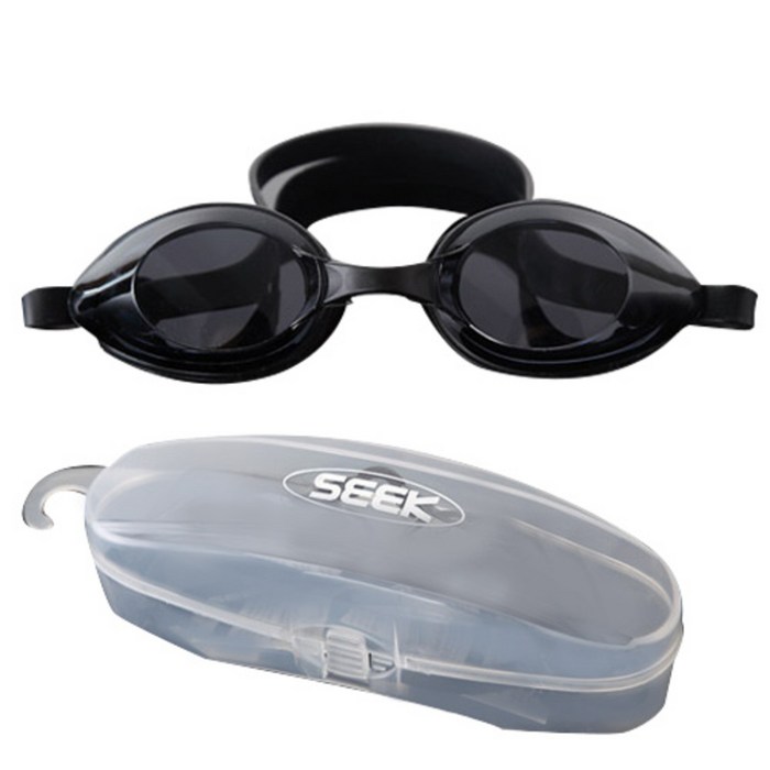 SEEK 보급형 UV차단 안티포그 성인용 물안경 SK-740 + 케이스, BK(블랙) 대표 이미지 - 물안경 추천
