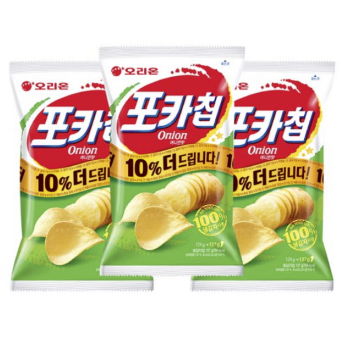 오리온 포카칩 어니언, 137g, 3개 대표 이미지 - 오리온 과자 추천