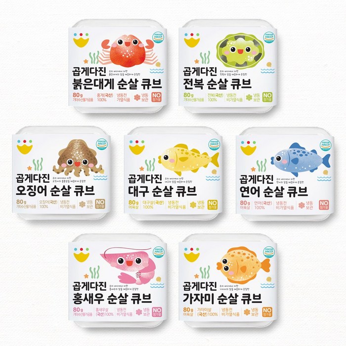 바맘 곱게다진 순살 수산물 이유식큐브 7종 (국내산100%) 토핑이유식 유아식