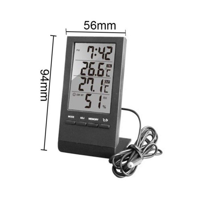 무소음 건전지 led 탁상 시계 자명종 전자시계 알람시계 디지털 LCD 온도계 습도계, 협력사, B형 블랙 CX-220A 대표 이미지 - 무선충전 탁상시계 추천