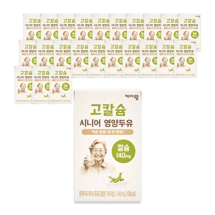 케어웰 고칼슘 시니어 영양두유, 140ml, 24개 대표 이미지 - 고단백 식품 추천