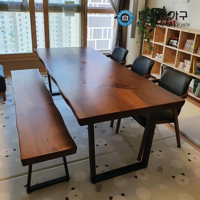 바로크가구 뉴송 통원목 우드슬랩 테이블_1600