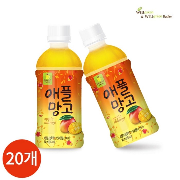 웰그린 NEW 애플망고 주스 340ml X20, 20개 대표 이미지 - 편의점 주스 추천