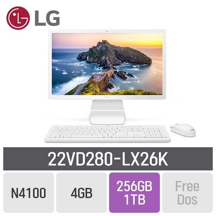 LG 일체형PC 22인치 22VD280-LX26K [운영체제 기본 포함모델로 출고됩니다], RAM4GB+SSD256GB+HDD1TB 대표 이미지 - LG 일체형 PC 추천