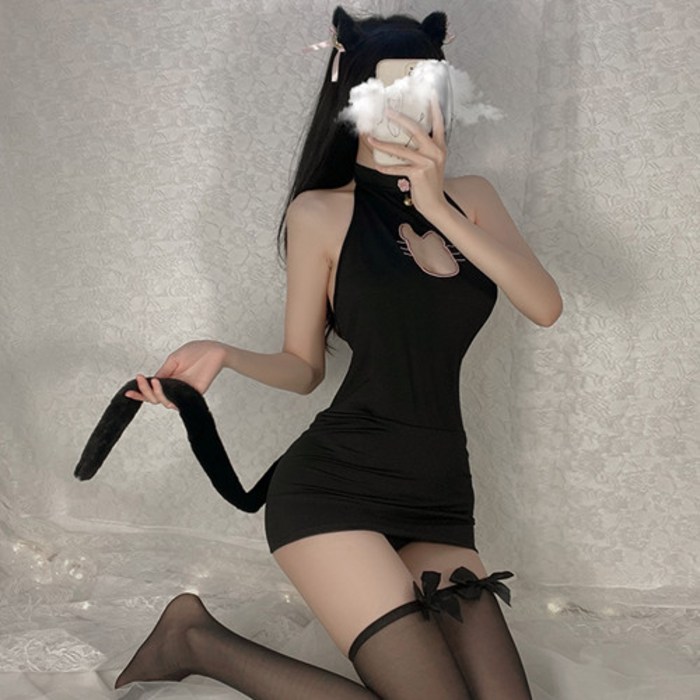 할로원 코스프레 캣걸 캣우먼 파티복 대표 이미지 - 치파오 추천