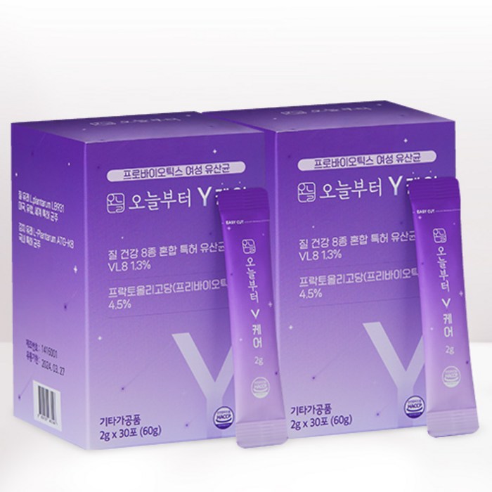 오늘부터 Y케어 질 유래 특허 여성유산균, 60g, 60포 대표 이미지 - 여자 영양제 추천
